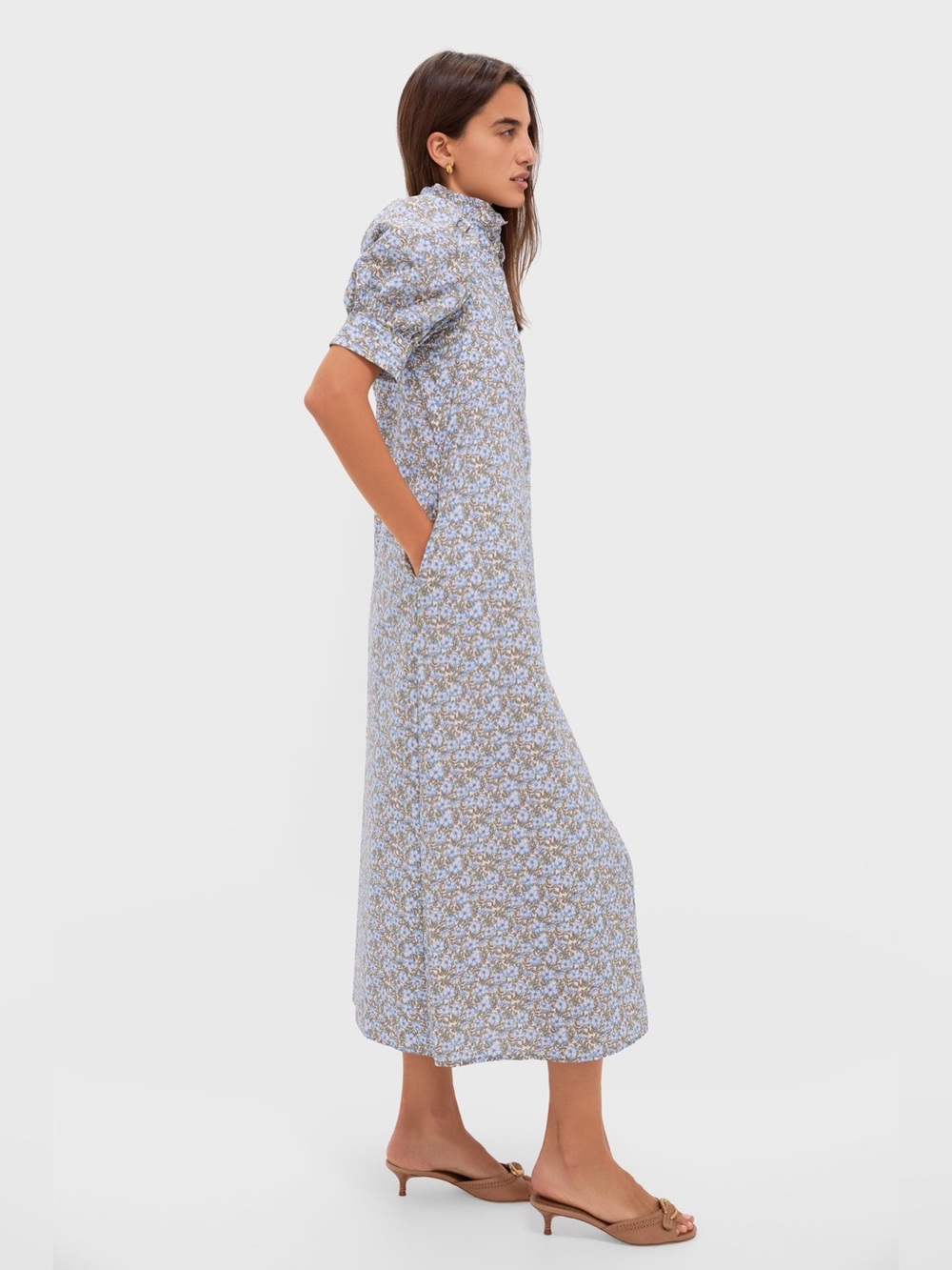 HYACINTH HOUSE Dusty Blue & Brown Floral Louisa Maxi Dress - Picture 3 of 11